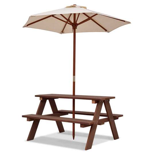 Children's Garden Picnic Table  and Bench Umbrella Set