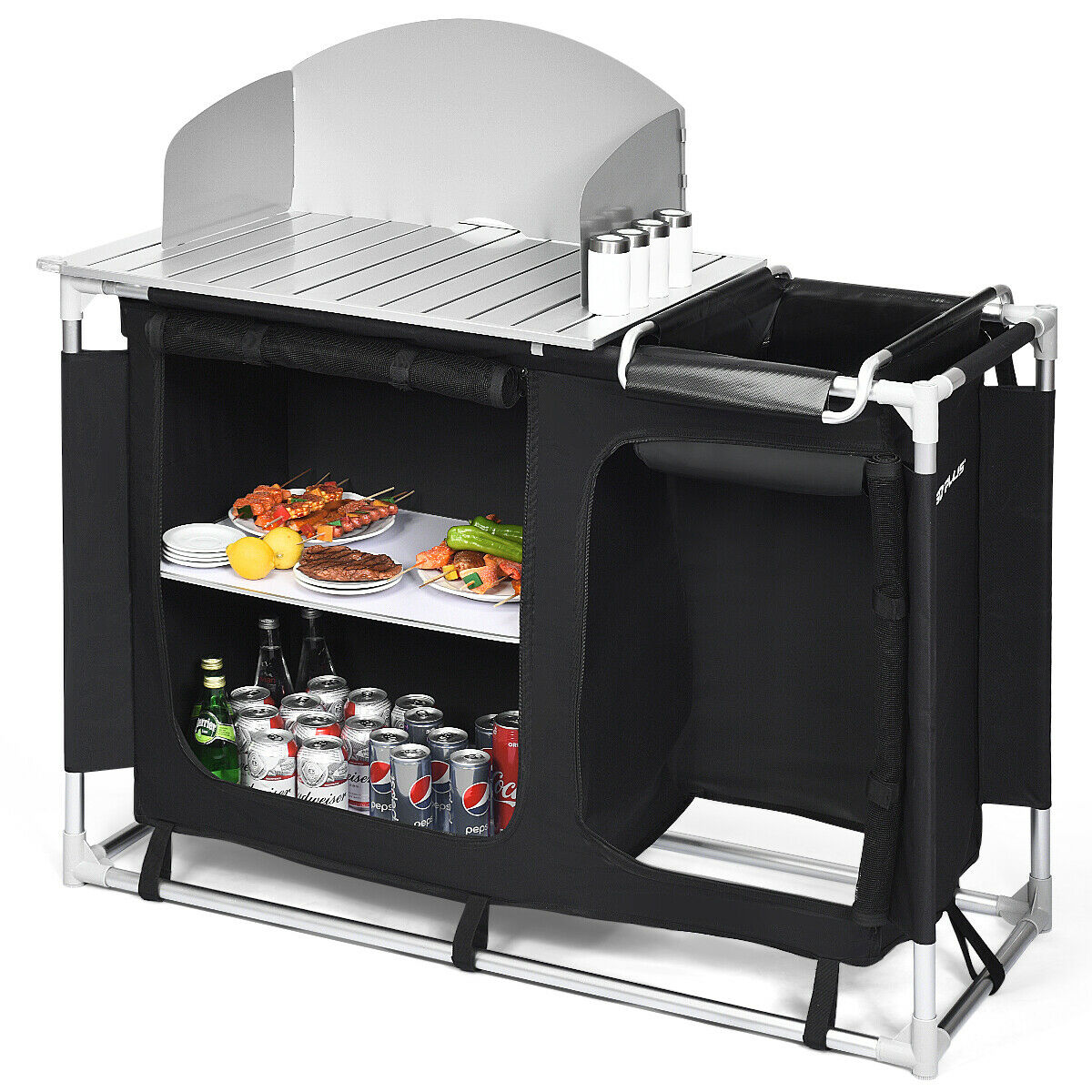 Portable Camping BBQ Banquet Kitchen and Sink Grill Table