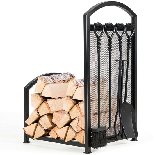 Firewood Rack with 4 Tools Fireplace Log Storage Holder Set