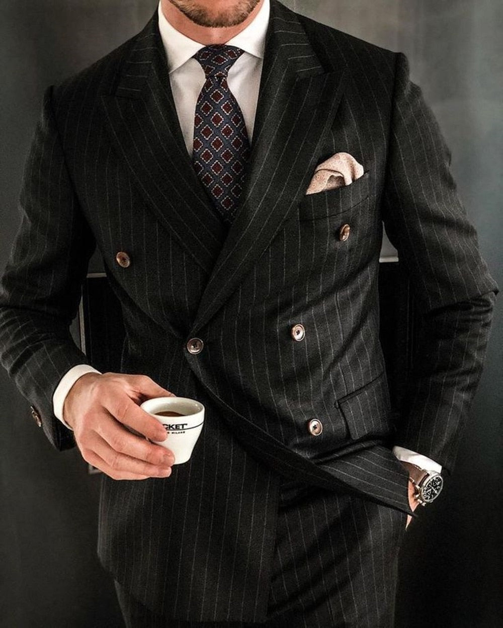 "Fly & Fitted" Double Breasted Pin Stripe Men Suit