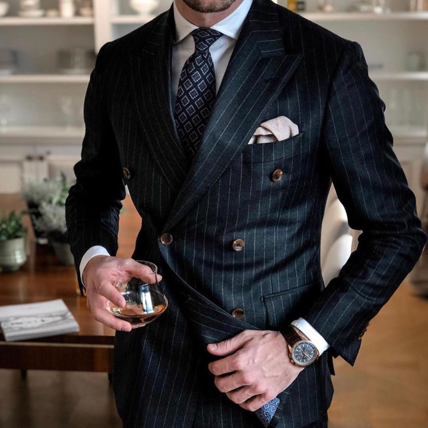 "Fly & Fitted" Double Breasted Pin Stripe Men Suit