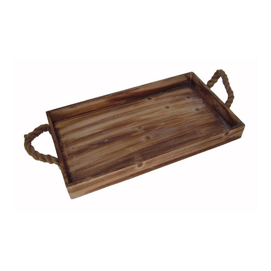 Cheung's FP-4023 Wooden Rectangular Tray with Rope Side Handles