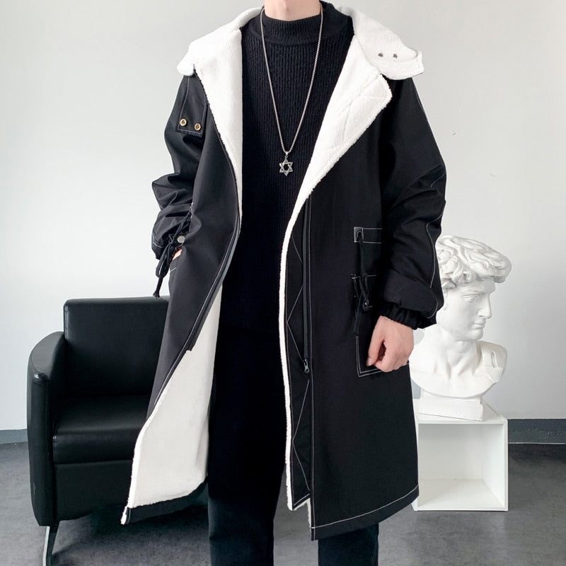 Men's Thick Hooded Trench