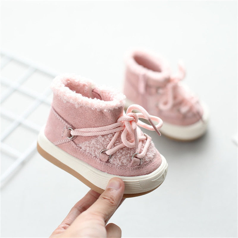 Rubber Sole Plush Baby Boots