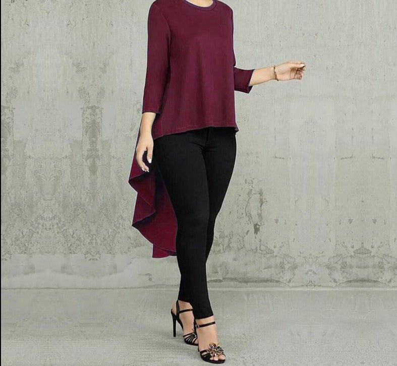 Vintage Women's Blouse with Irregular Hem