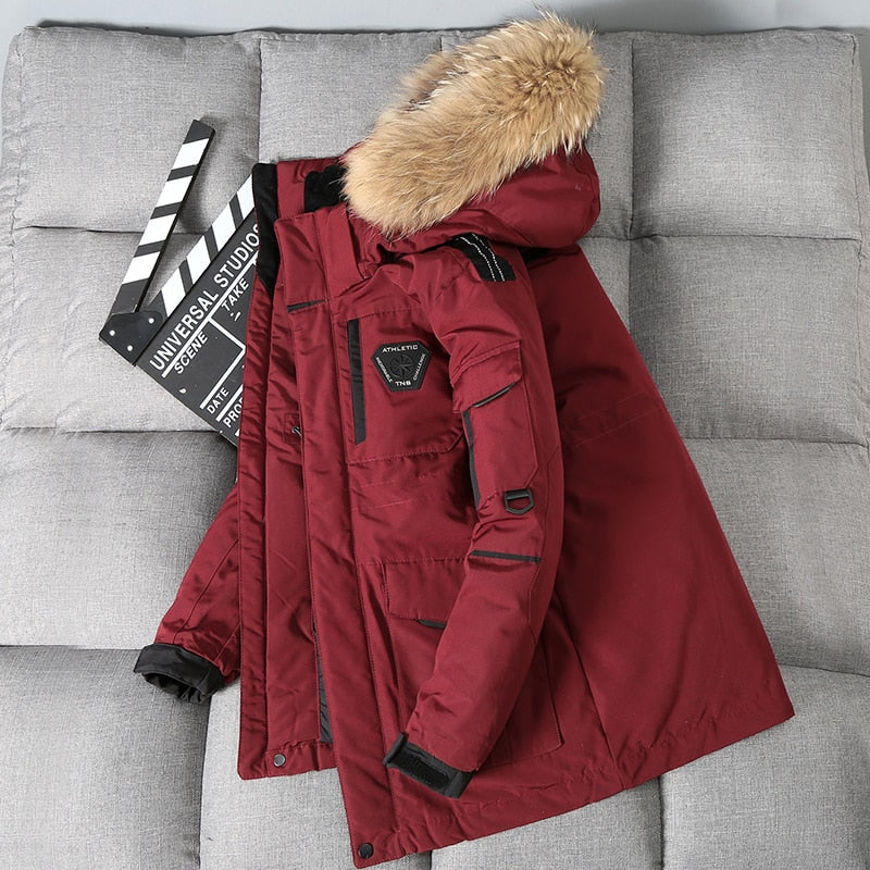 Down Parka with Big Fur Collar