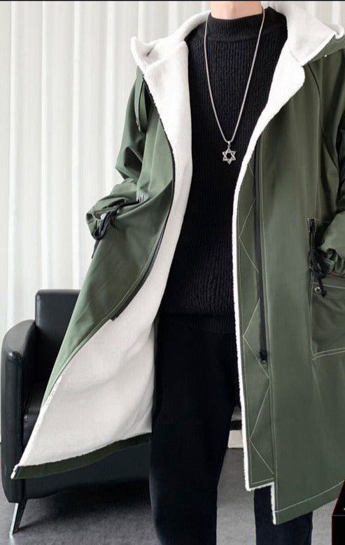 Men's Thick Hooded Trench