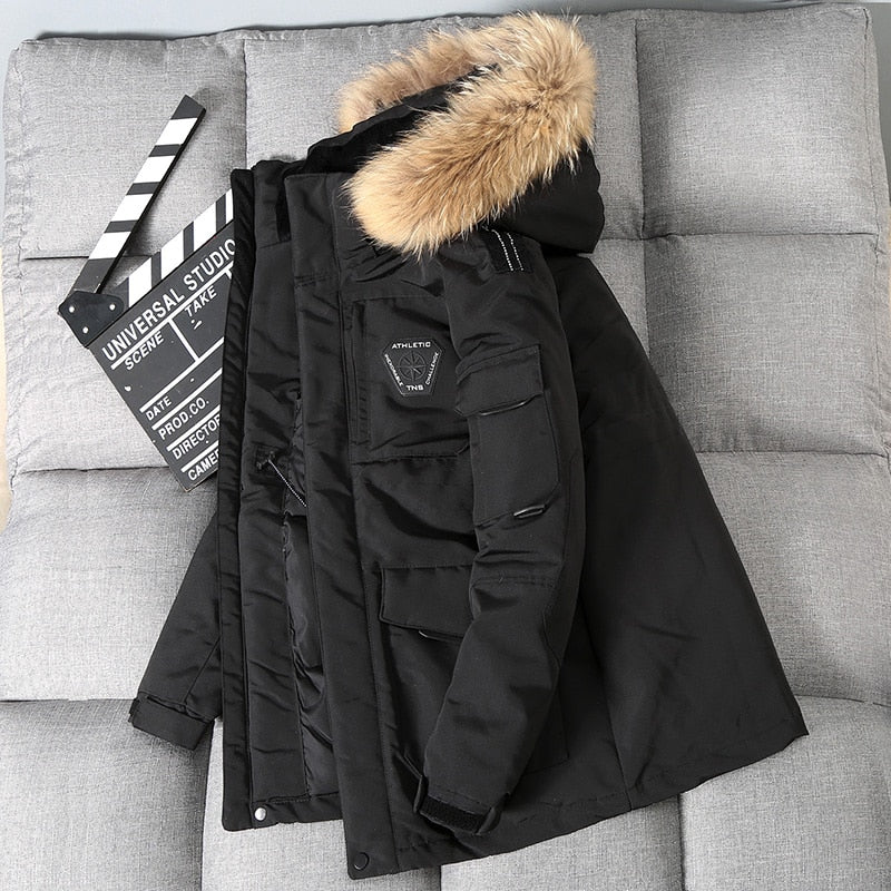 Down Parka with Big Fur Collar