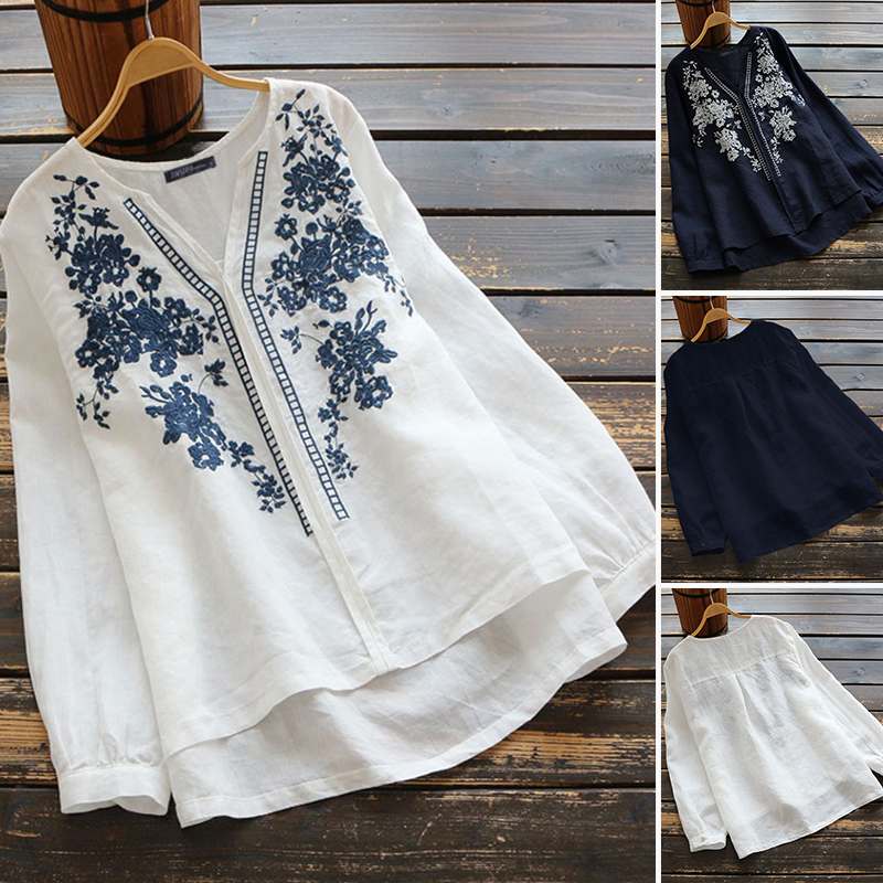 Ladies Vintage Floral Embroidered Blouse