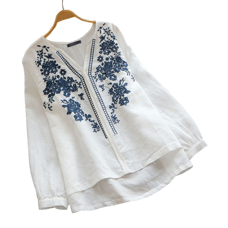 Ladies Vintage Floral Embroidered Blouse