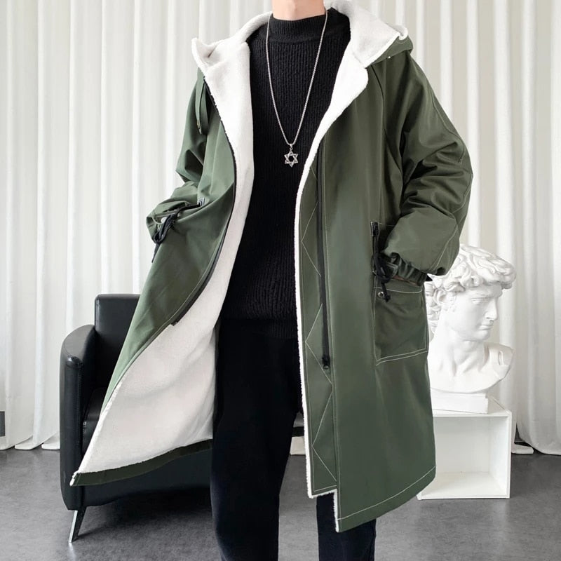 Men's Thick Hooded Trench