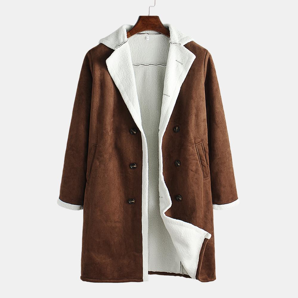 Double Breasted British Style Faux Leather Trench