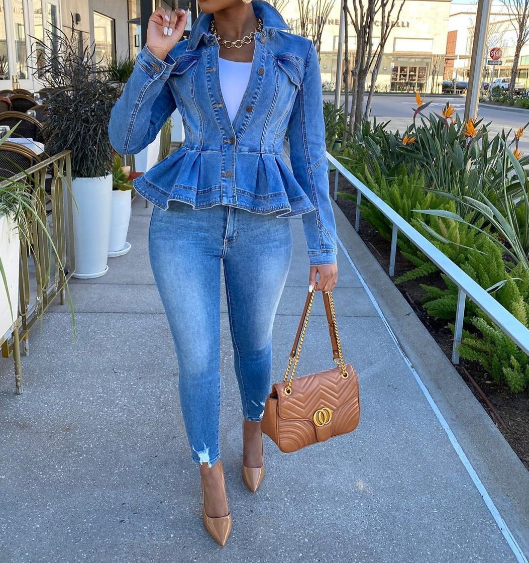 Ladies Long Sleeve Denim Jacket