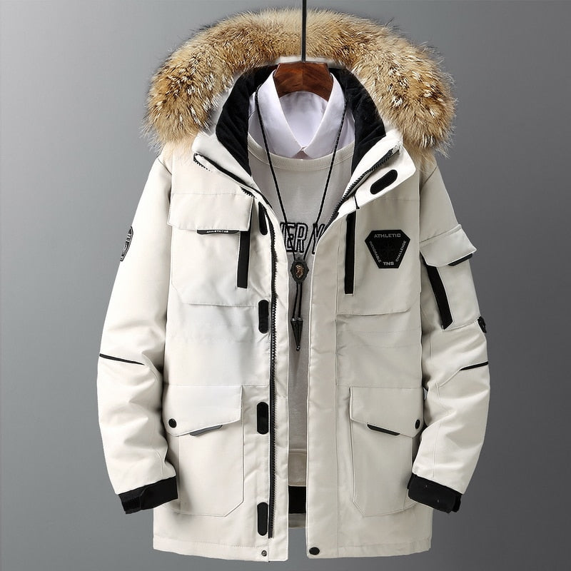 Down Parka with Big Fur Collar