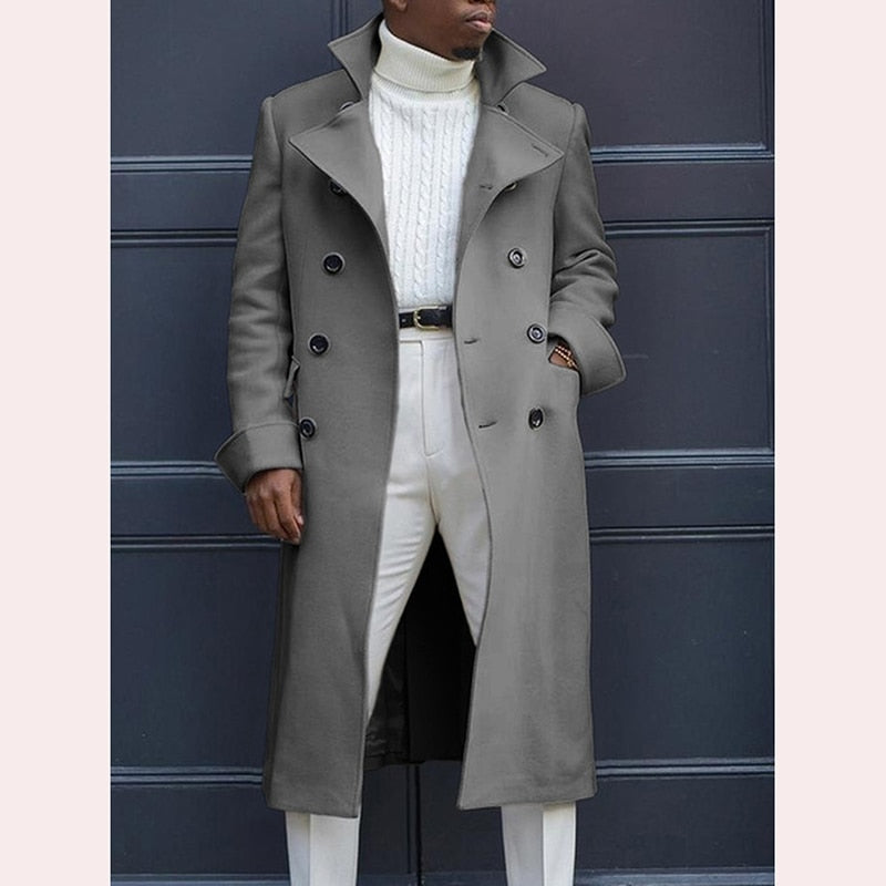 Standing Collar Long Trench Coat