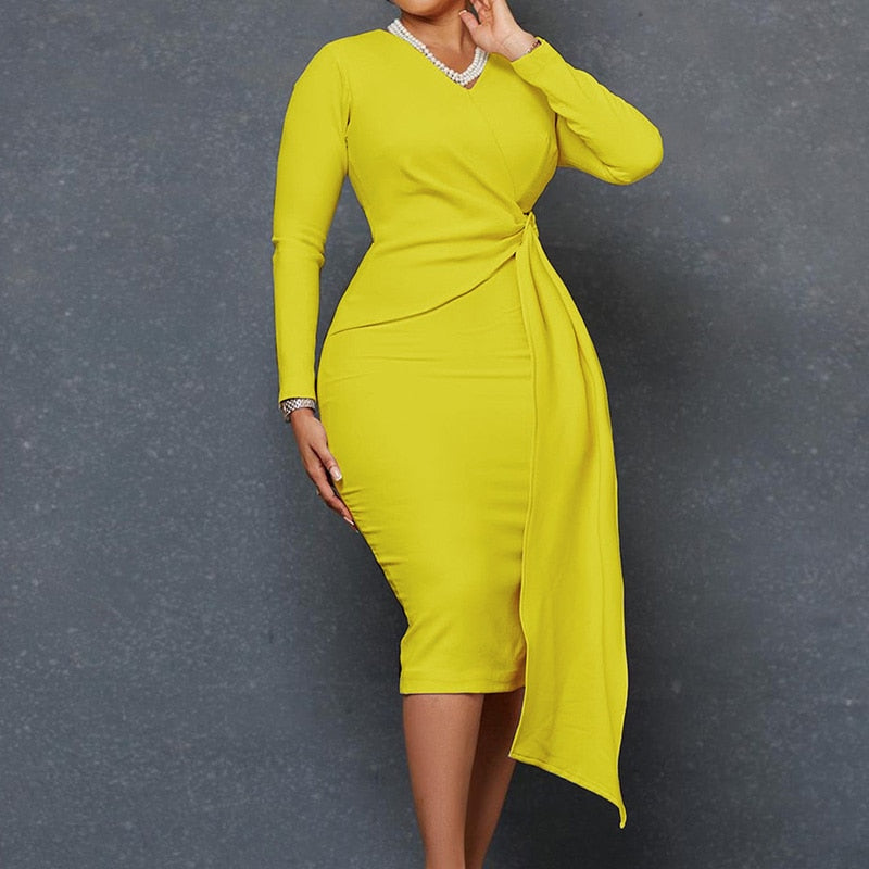 Plus Size Bowknot Pleated Dress