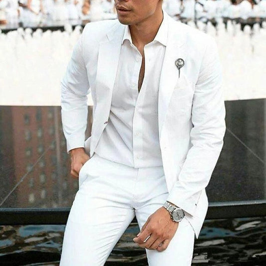 'Looking for Me" White Linen Suit for Men