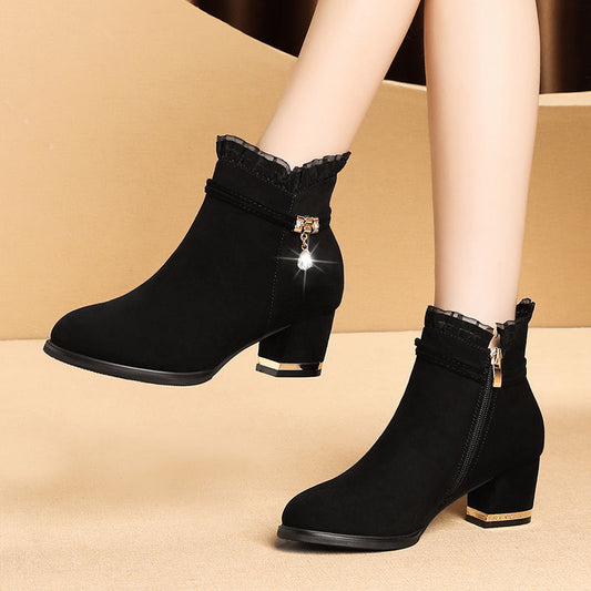 Elegant Ladies-Laced Ankle Boots