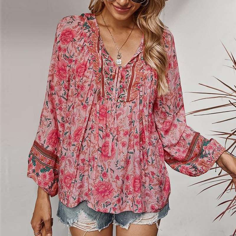 Bohemian Floral Print Blouse