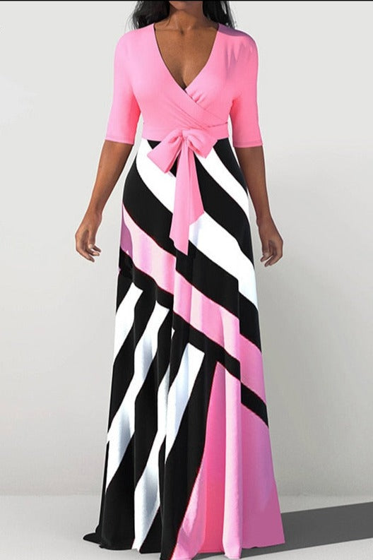 Plus Size Half Sleeve Maxi Dress