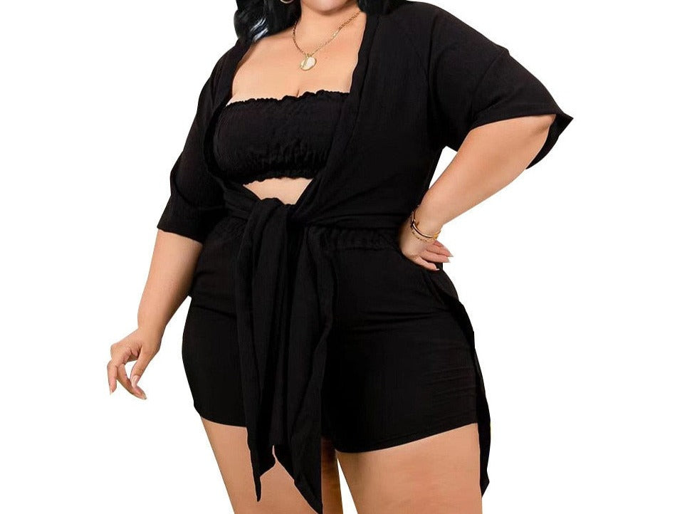 Plus Size 3-Piece Top and Short Set