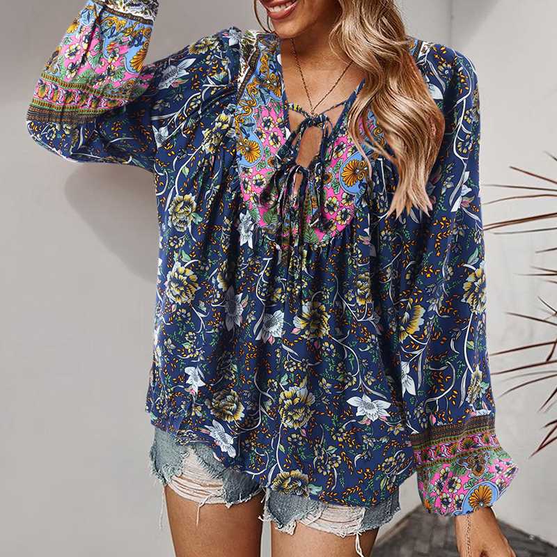 Bohemian Floral Print Blouse