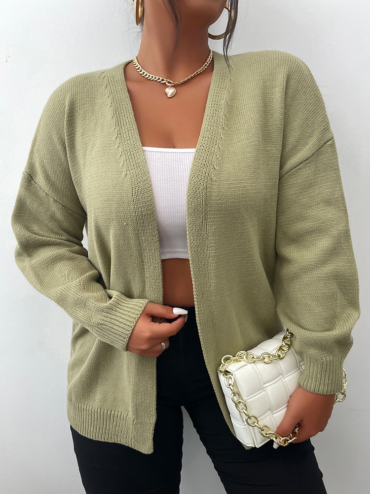 Olive Green Plus Size Cardigan