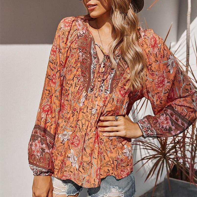 Bohemian Floral Print Blouse