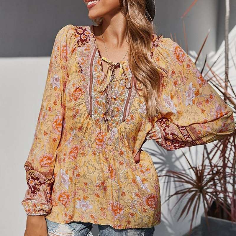 Bohemian Fashion Floral Blouse