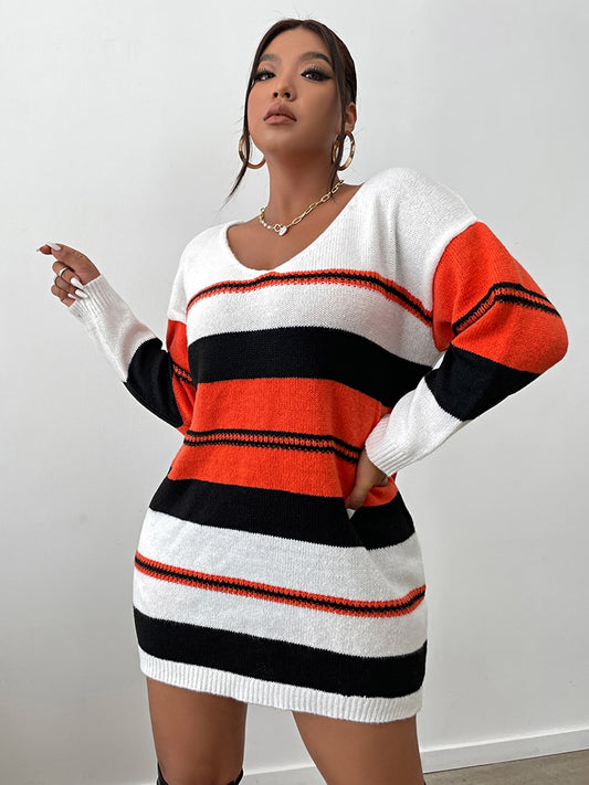 Holiday Striped Sweater Dress