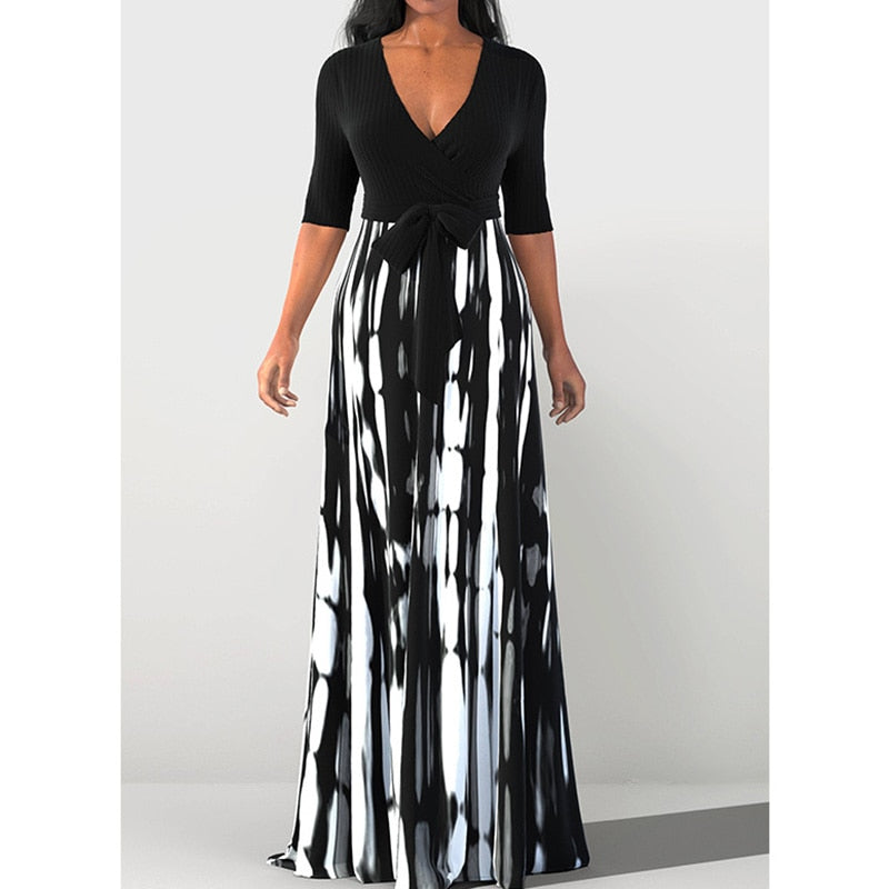 Plus Size Half Sleeve Maxi Dress