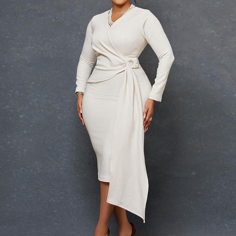 Plus Size Bowknot Pleated Dress