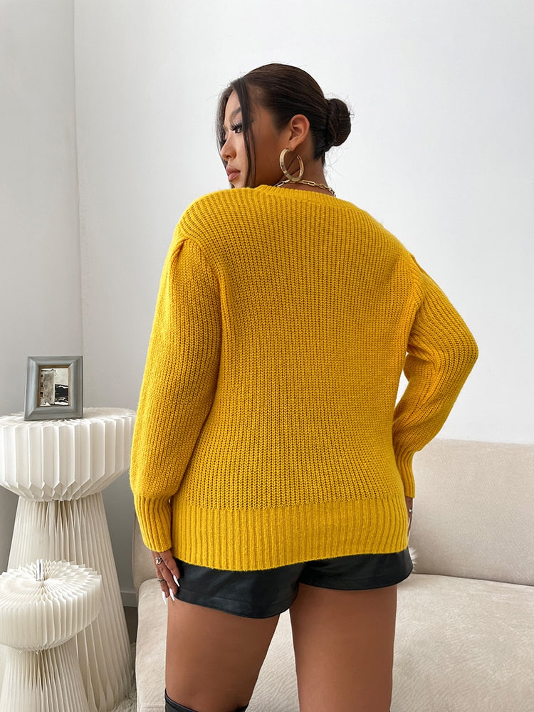 Cable Knit Pullover Mustard Sweater