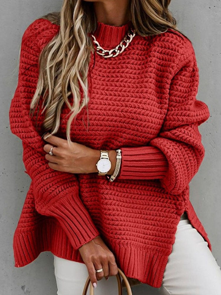 Mock Neck Knitted Sweater