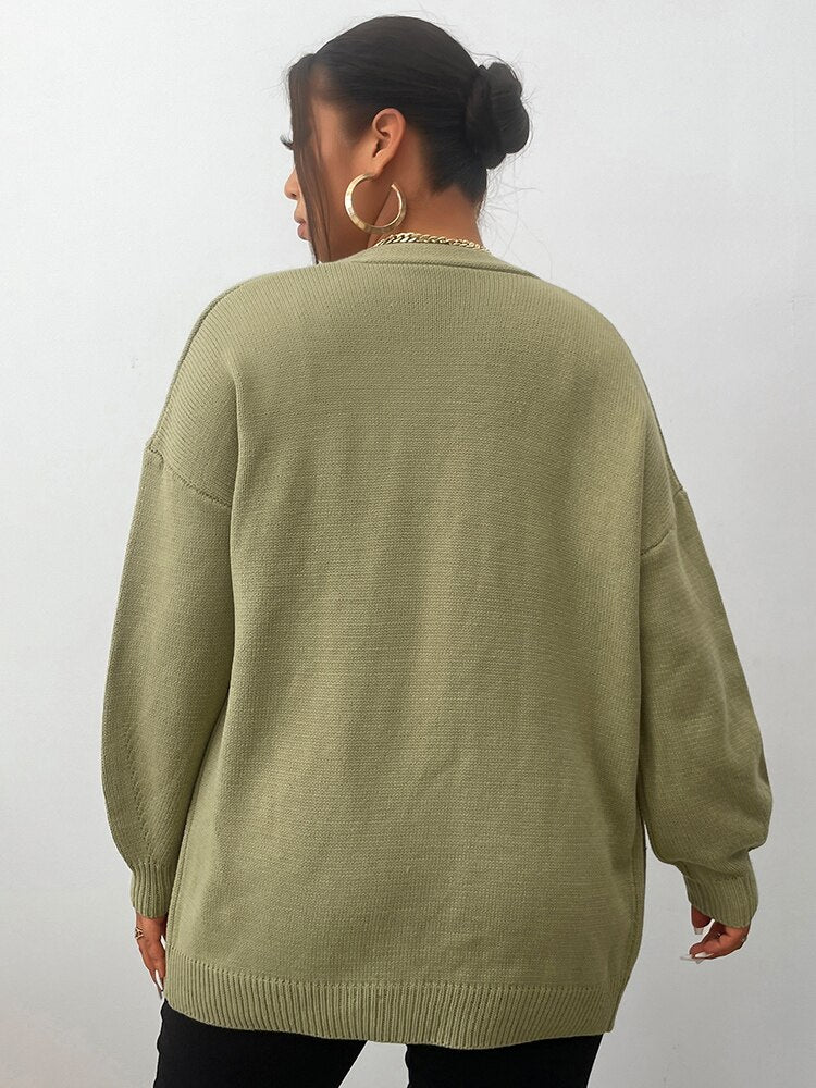 Olive Green Plus Size Cardigan