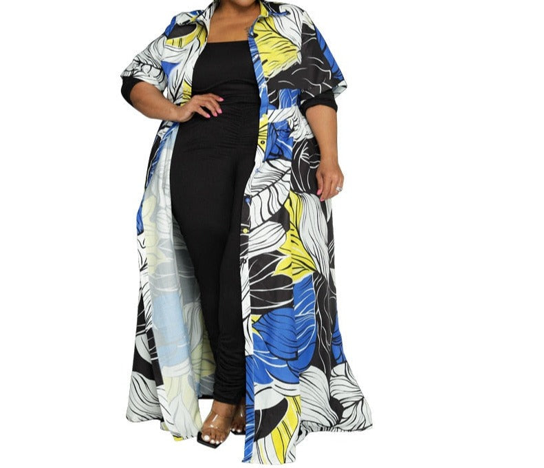 Big Beautiful Women Long Summer Dress Casual Loose Robe Streetwear Belt Vestidos Women Plus Size Maxi Shirt Dresses