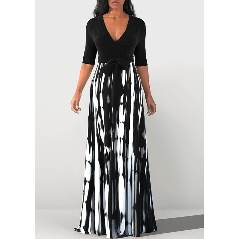 Plus Size Half Sleeve Maxi Dress