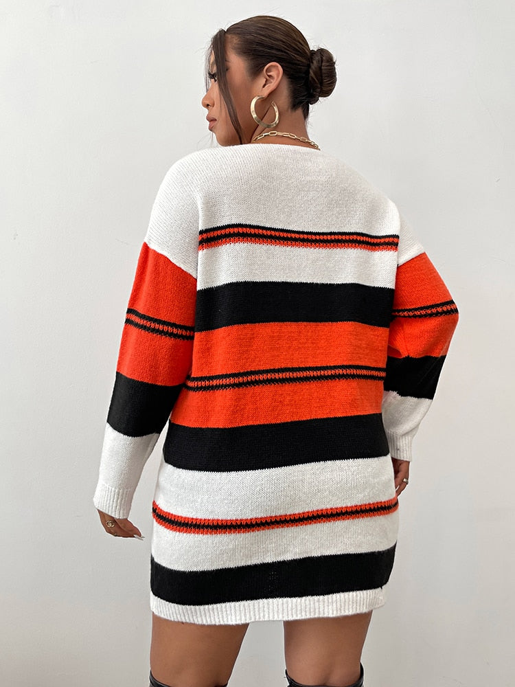 Holiday Striped Sweater Dress