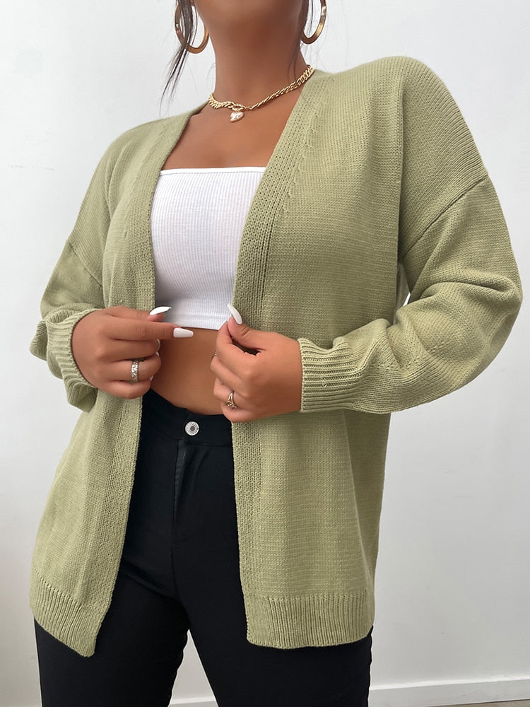 Olive Green Plus Size Cardigan