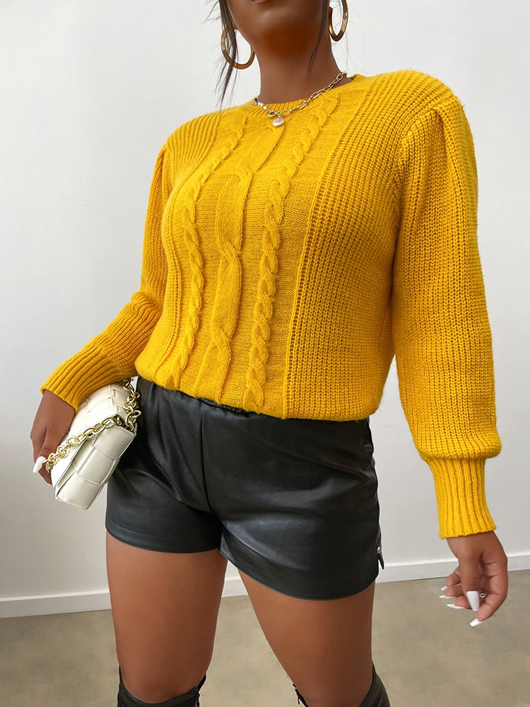 Cable Knit Pullover Mustard Sweater