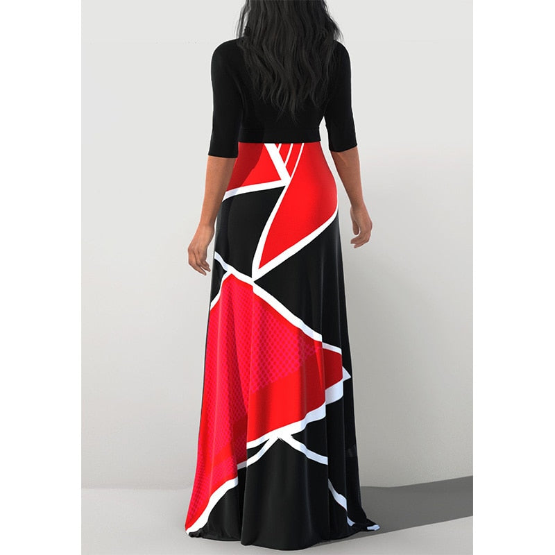 Plus Size Half Sleeve Maxi Dress