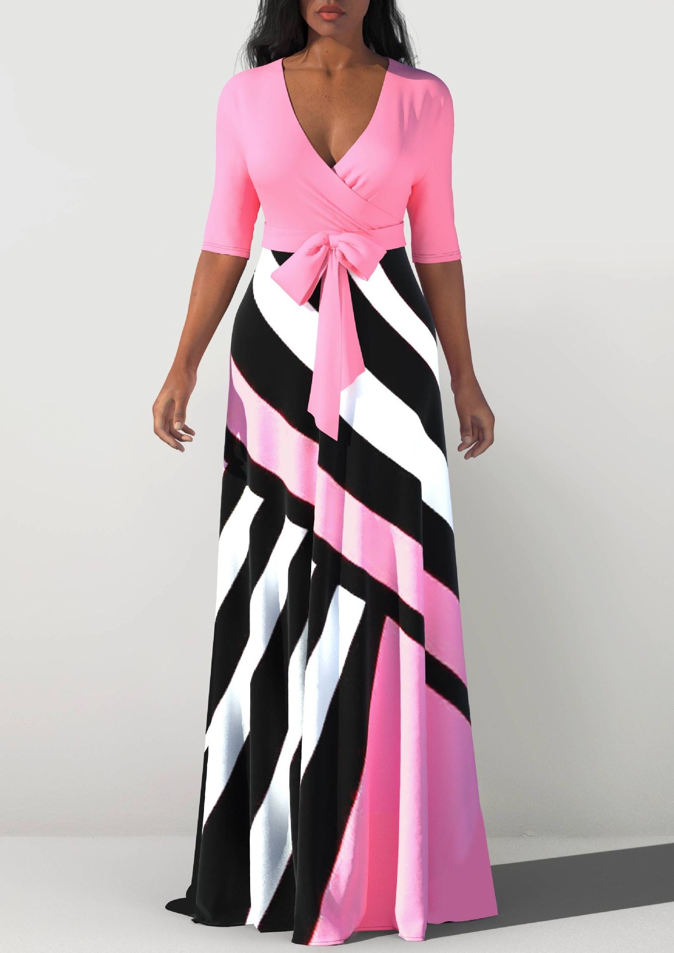 Plus Size Half Sleeve Maxi Dress