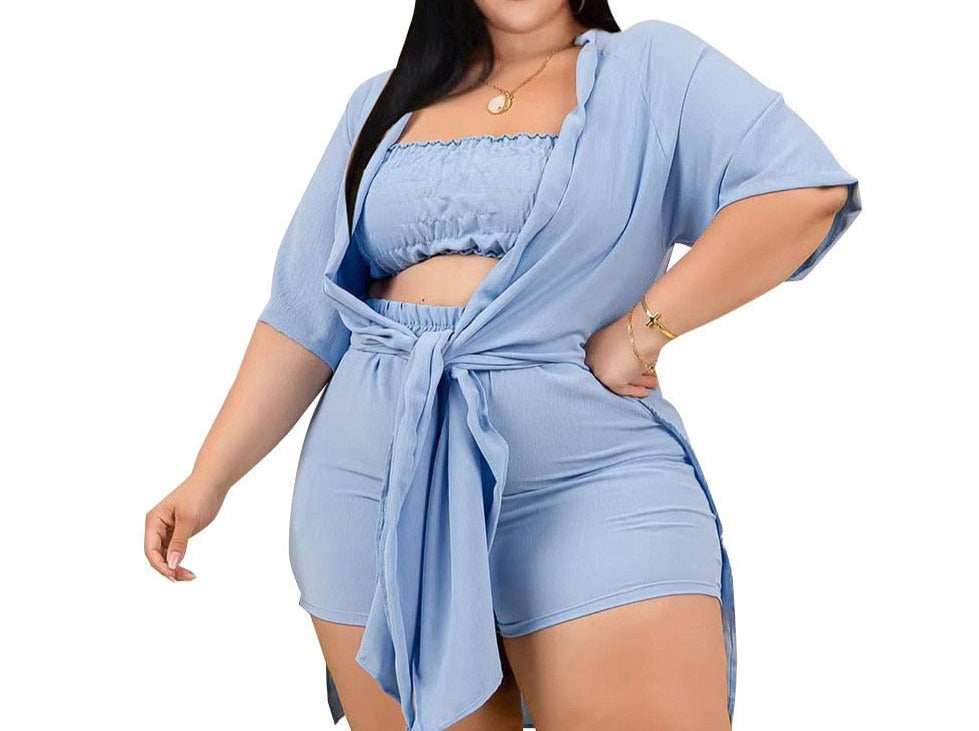 Plus Size 3-Piece Top and Short Set