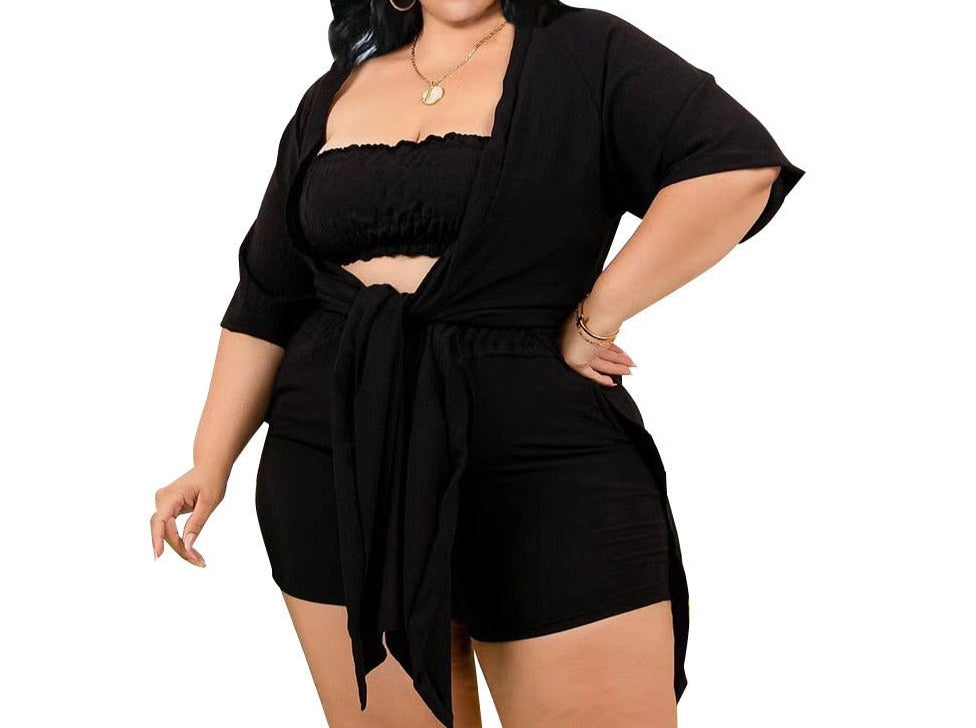 Plus Size 3-Piece Top and Short Set