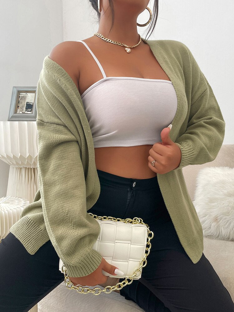 Olive Green Plus Size Cardigan