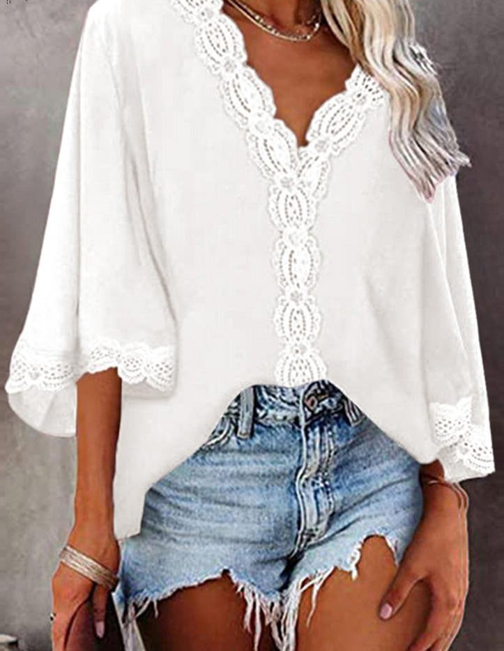 Vintage Lace V-Neck Blouse