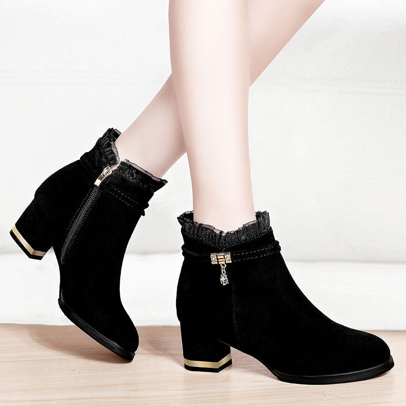 Elegant Ladies-Laced Ankle Boots