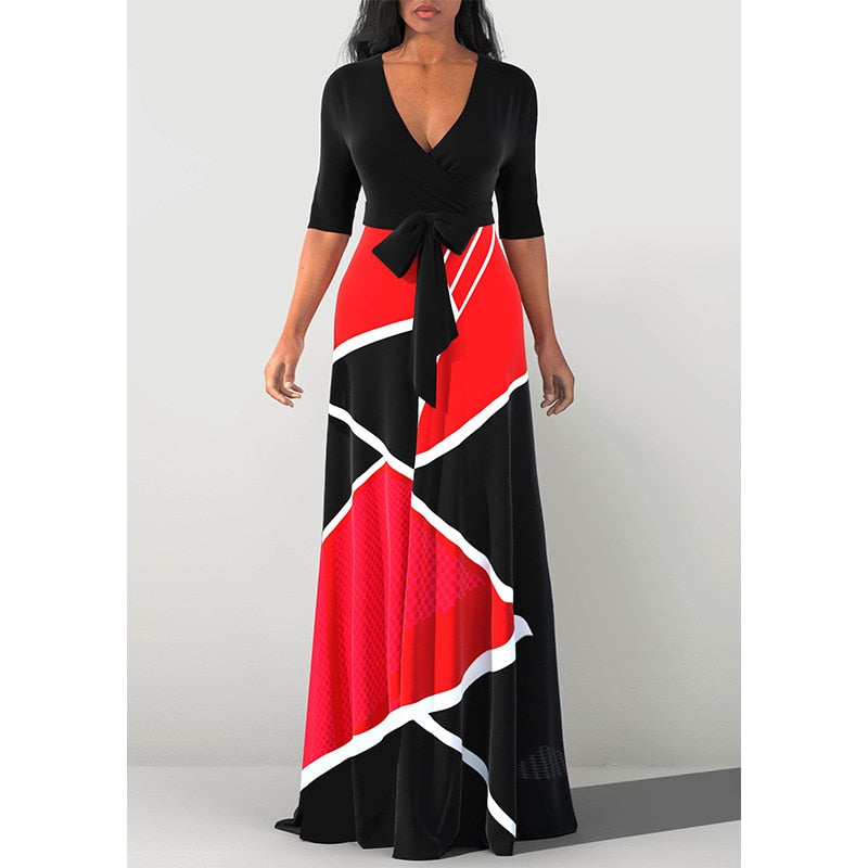 Plus Size Half Sleeve Maxi Dress