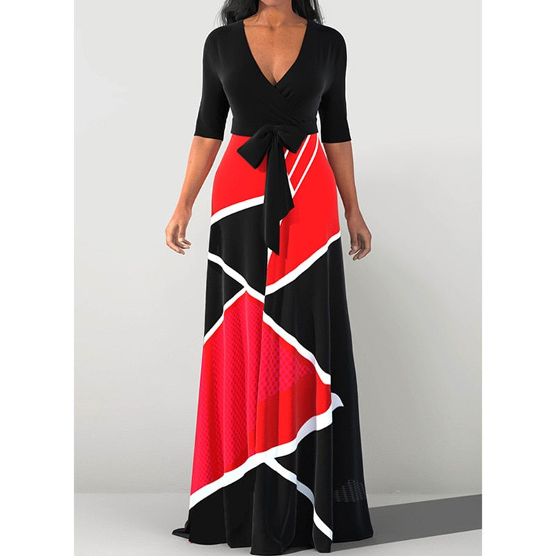 Plus Size Half Sleeve Maxi Dress