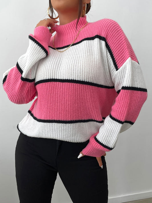 Wide Striped Turtleneck